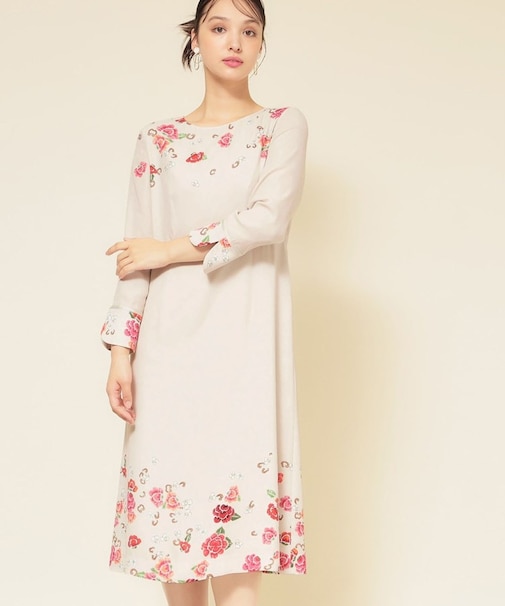 【co creation and yours／SS～L】花柄パネルワンピース