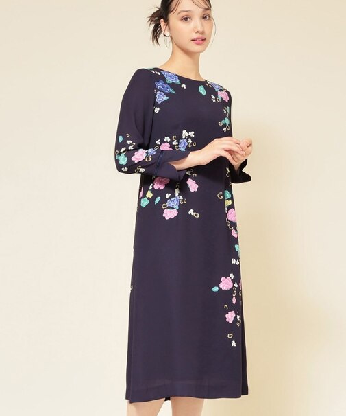 【co creation and yours／SS～L】花柄パネルワンピース