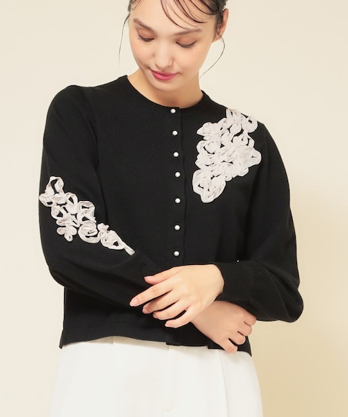 【SS~Lサイズ展開/チュール刺繍】クラフトニット