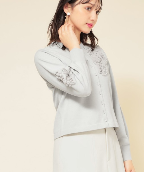 【SS~Lサイズ展開/チュール刺繍】クラフトニット