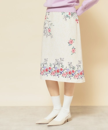 【co creation and yours/SS~L】オリエンタル柄パネルスカート