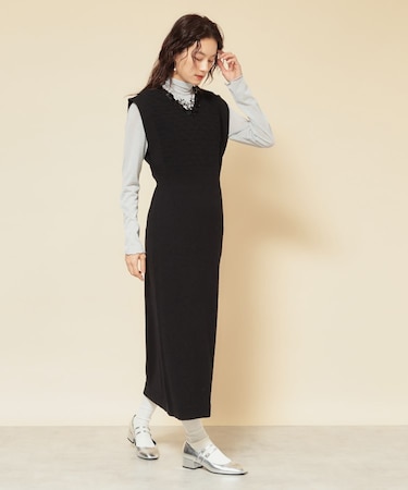 【COLLECTION LINE】スパンコールニットジャンドレ