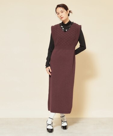 【COLLECTION LINE】スパンコールニットジャンドレ