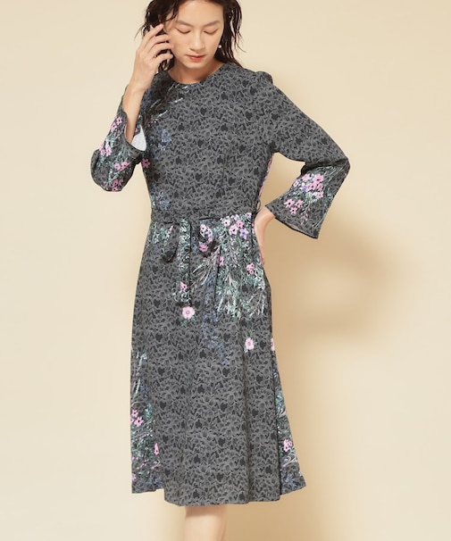 【co creation and yours／SS～L】レースプリント柄ワンピース