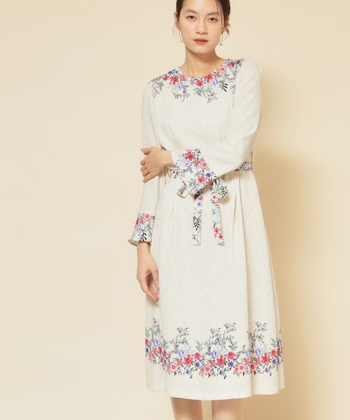 【co creation and yours/SS~L】レースプリーツワンピース