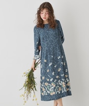 【co creation and yours／SS～L】レースプリントワンピース