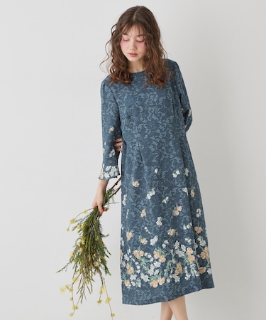 【co creation and yours／SS～L】レースプリントワンピース