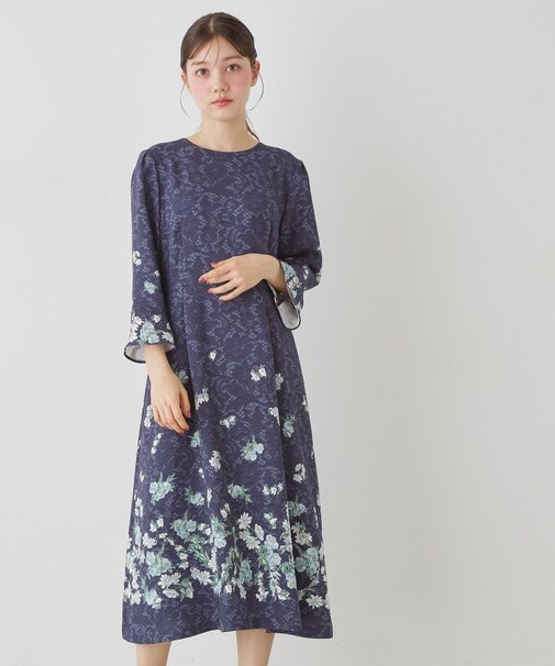 【co creation and yours／SS～L】レースプリントワンピース