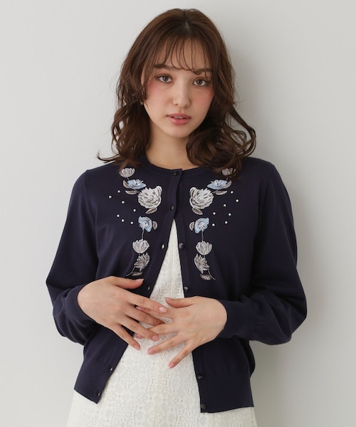 SS～Lサイズ展開／フラワー刺繍】クラフトカーディガン｜スーナウーナ