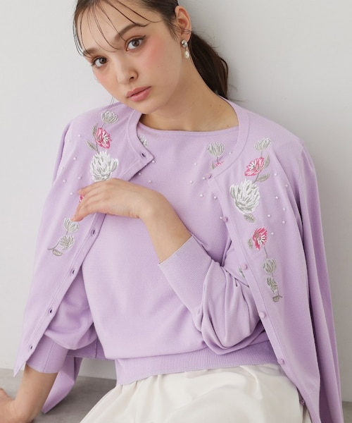 SS～Lサイズ展開／フラワー刺繍】クラフトカーディガン｜スーナウーナ
