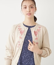 【SS～Lサイズ展開／フラワー刺繍】クラフトカーディガン