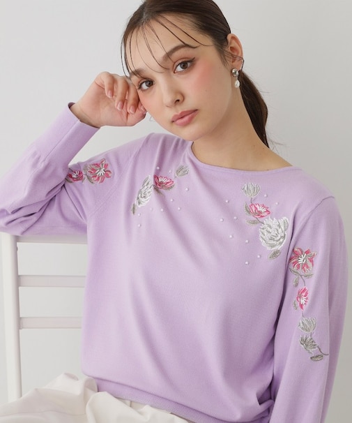 【SS~Lサイズ展開/フラワー刺繍】クラフトプルオーバー