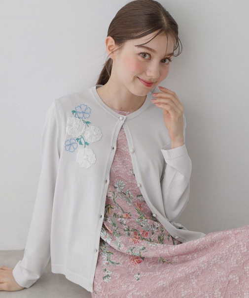 【SS～Lサイズ展開／フラワー刺繍】クラフトニット