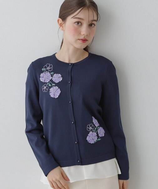 【SS~Lサイズ展開/フラワー刺繍】クラフトニット