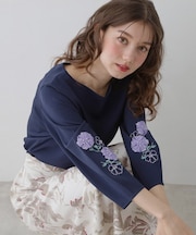 【SS～Lサイズ展開／フラワー刺繍】クラフトニット