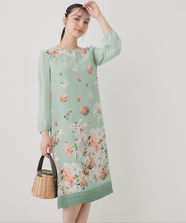 【co creation and yours/SS~L】多色花柄プリントワンピース