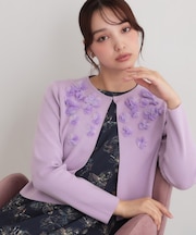 【手洗い可】花モチーフ付カーディガン