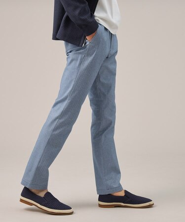 【Made in JAPAN】播州織 ヘリンボン ストレート パンツ