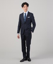 【ナローモデル】シャイニー ヘリンボン ストライプ スーツ/3ピース対応可