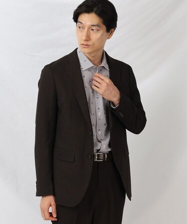 【ONOFF/セットアップ対応】メランジ シャークスキン ストレッチジャケット