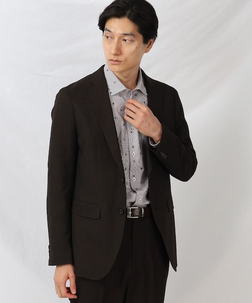 【ONOFF/セットアップ対応】メランジ シャークスキン ストレッチジャケット