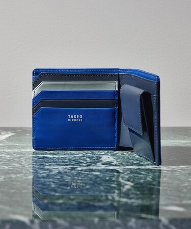 配色型押しレザー 2つ折り財布