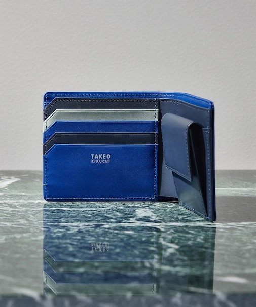 配色型押しレザー 2つ折り財布