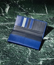 配色型押しレザー 長財布