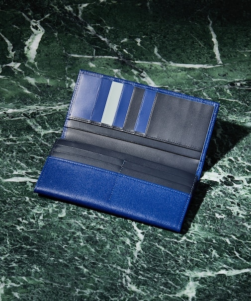 配色型押しレザー 長財布