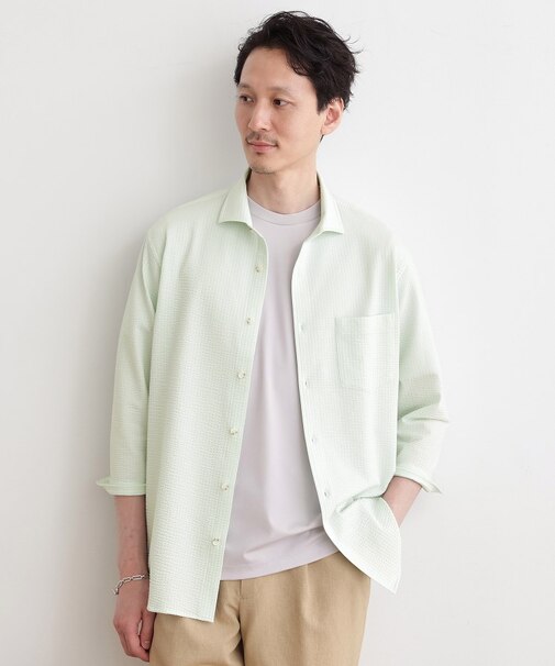 【抗菌防臭／7分袖】サッカージャージ ストライプシャツ