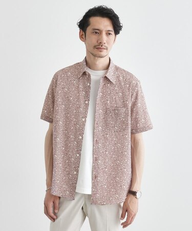 【無地・チェック・ボタニカル柄】リップル シャツ