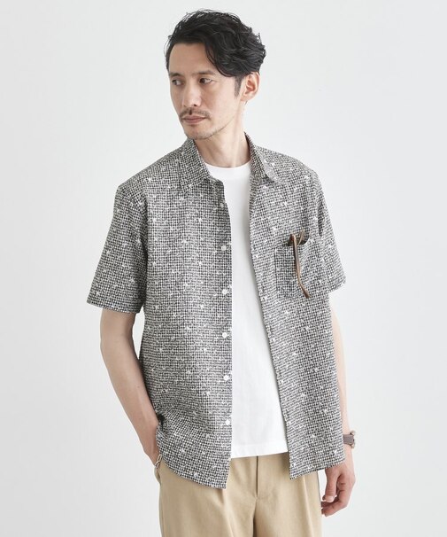 【無地・チェック・ボタニカル柄】リップル シャツ