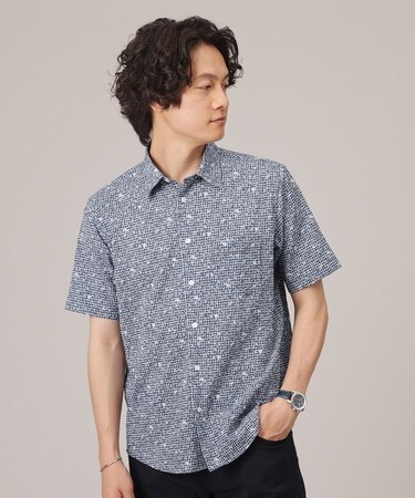 【無地・チェック・ボタニカル柄】リップル シャツ