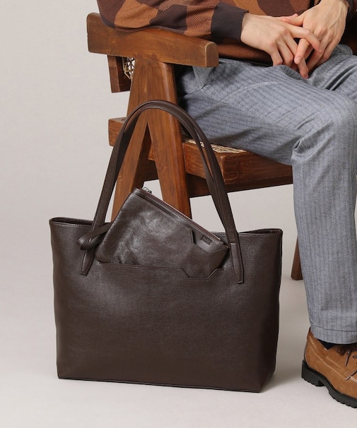 【ポーチ付き】シュリンクレザートートバッグ