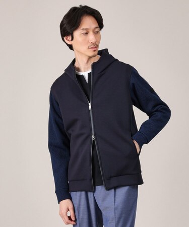 【Made in JAPAN】ニットスリーブ ジップアップ パーカ