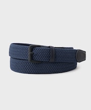 【Made in JAPAN】レザーコンビ マットバックル ゴムメッシュベルト