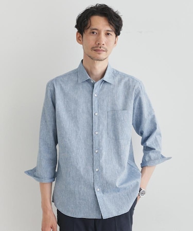 ハイブリッド リネン 7分袖 シャツ
