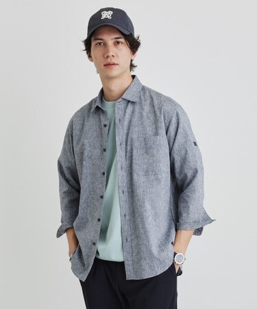 ハイブリッド リネン 7分袖 シャツ