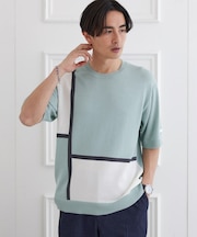 カラーブロッキング プルオーバー ニット