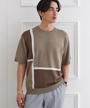 カラーブロッキング プルオーバー ニット