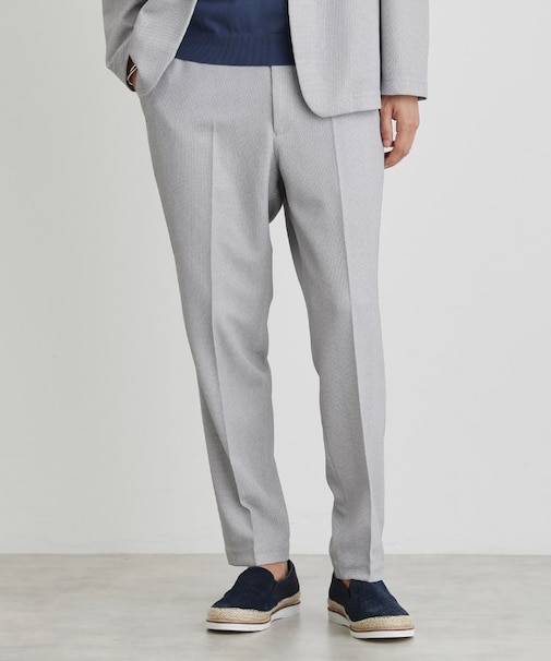 【尾州織】後染め ドビーメッシュ イージーパンツ