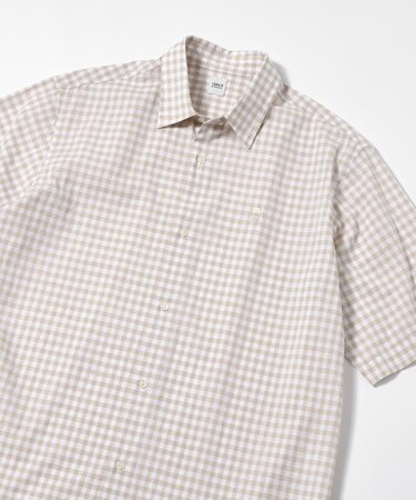 【LIMITED】ワンポイント刺繍 綿麻チェック 半袖シャツ