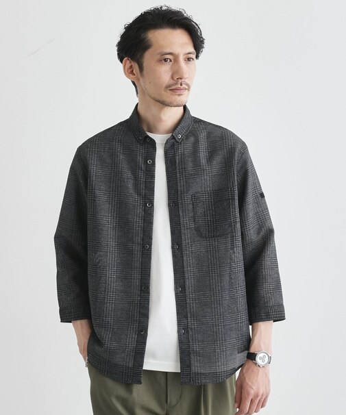 【Sサイズ~】カラミ織り 7分袖シャツ