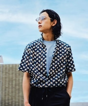 【COOL CITY WEAR】籠目アート柄 サッカーシャツ /通気性