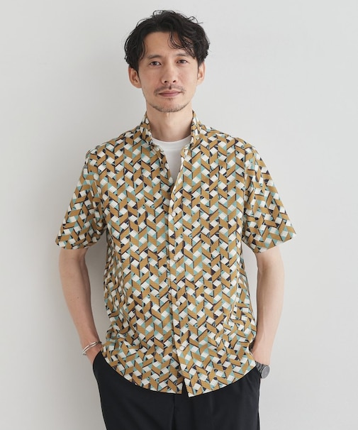 【COOL CITY WEAR】籠目アート柄 サッカーシャツ /通気性