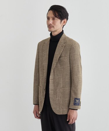 グレンチェックプリント ジャージ ジャケット