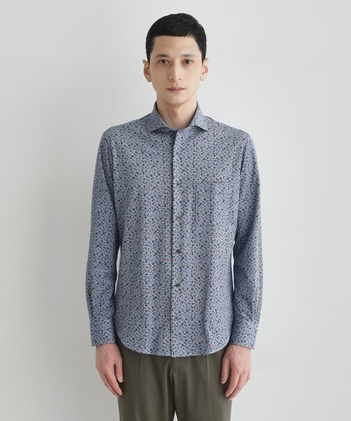 クールマックス 鹿の子 フラワープリントシャツ