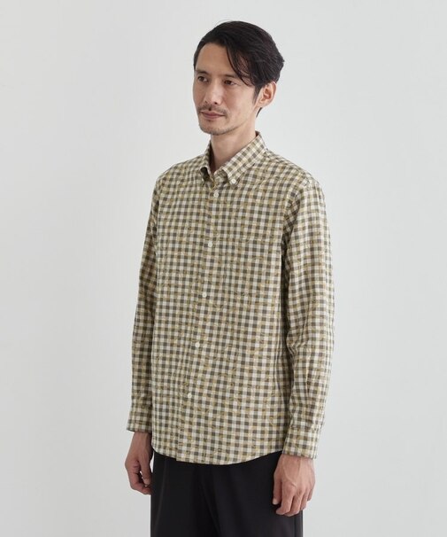 チェックボーラーガーゼシャツ