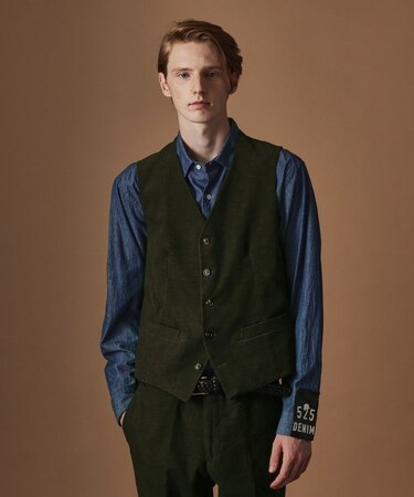 【Sサイズ~】ドビーキャラメルコールベスト