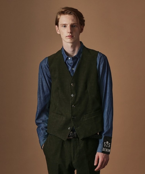 【Sサイズ~】ドビーキャラメルコールベスト